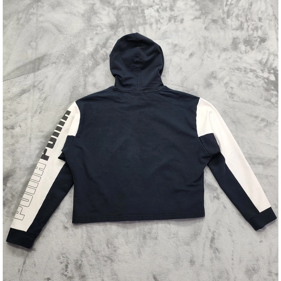 Puma Hoodie Women M Black White Modern Sport Pullover Logo Sweatshirt Athleisure - Image 4 of 4