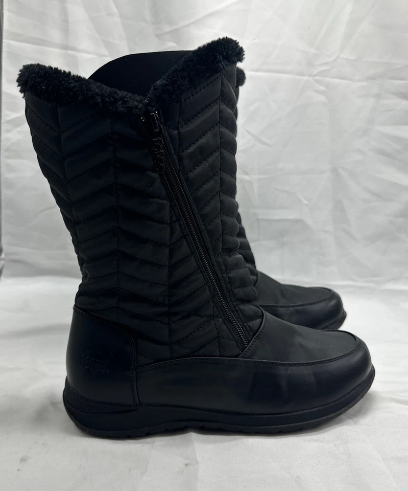 Totes Women's Quilted Winter Boots Black Size 9 W Zip Closure - Image 3 of 4