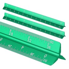 2 Pcs 7 Inch Imperial Architectural Triangular Scale Ruler Large Scale, Green