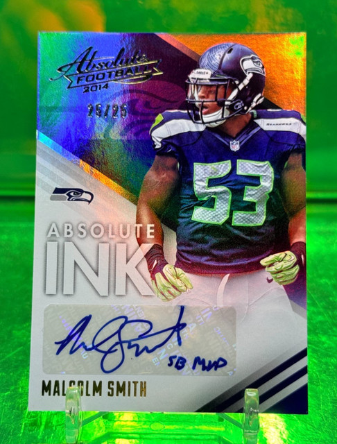 #25/25 RC AUTO 2014 Malcolm Smith mit Inschrift Absolute SB XLVIII MVP Seahawks