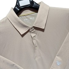 MAELREG Shirt 3XL Polo Performance Tan Beige Print Short Sleeve Stretch Geo