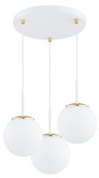 HäNgelampe Esstisch 3-Flammig Glas Weiß Gold E27 B:30 Cm Pendelleuchte Esszimmer