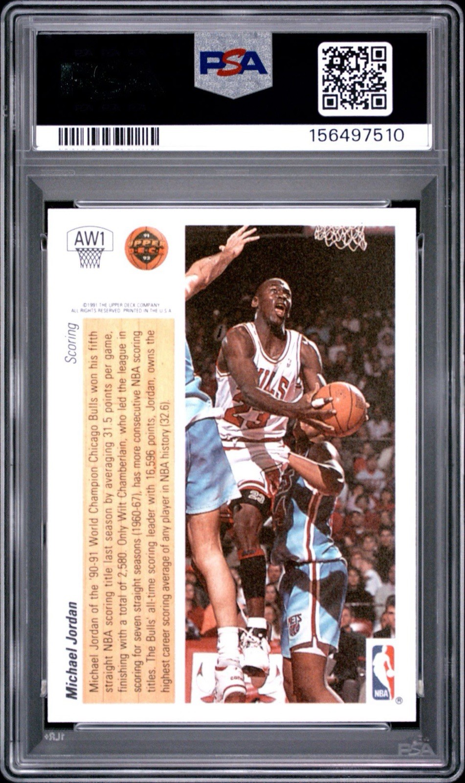 1991 Upper Deck Award Winner Michael Jordan #AW1 Silver Holograms PSA 9 MINT 🔥 view 2