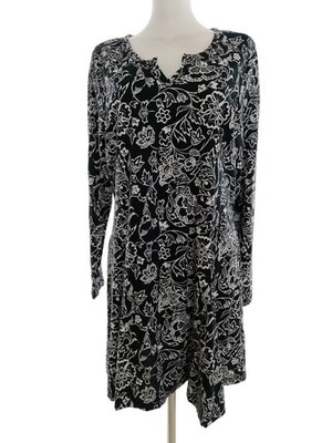 JOE BROWNS Damen Kleid Gr. 44 Schwarz Baumwolle 100% Langer Ärmel Knielang