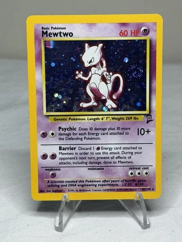 New Listing2000 Pokemon Base Set 2 Mewtwo Holo Rare #10/130 With Swirl MP