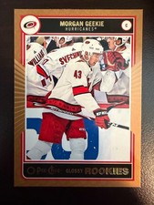 OPC 2020-21 MORGAN GEEKIE BRONZE GLOSSY ROOKIE HOCKEY CARD R-6. rookie card picture