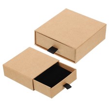 2 Pack 3.5 x 3.5 Inch Cardboard Jewelry Gift Box Dark Brown 