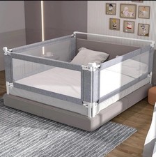 Adjustable Extra Long Gray Bed Rail Guard with Double Safety Lock for Kids