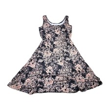 Fensace Coral And Black Floral Summer Dress Womens Size Medium Comfy