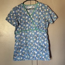 Ladies Liana Scrub Top With White snowmen Women  s L
