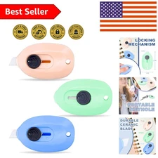 Mini Ceramic Box Cutter Set - 3pcs Colorful Safety Retractable Utility Knives
