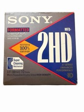 N.O.S. Sony 2HD IBM Formatted HD Diskettes 3.5" 1.44MB, 10MFD-2HD. 10PK SEALED