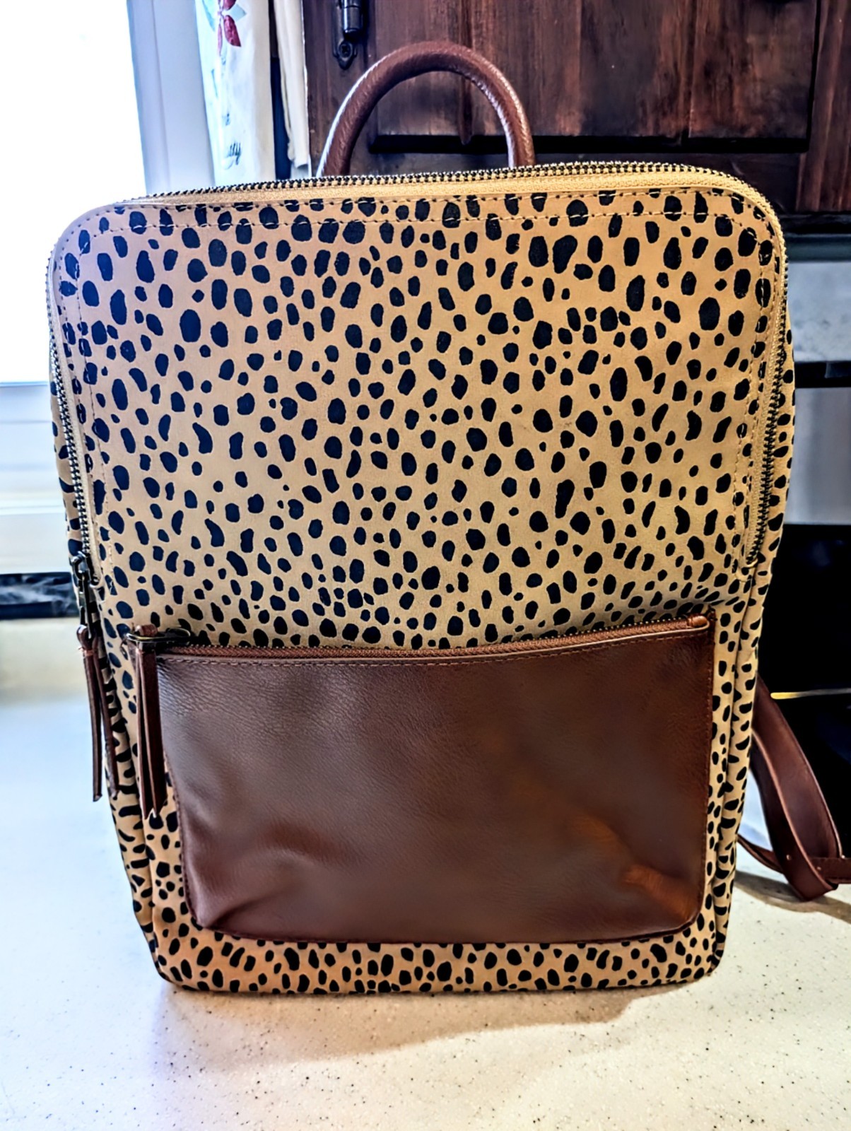 Universal Threads Leopard Print Canvas Backpack 1… - image 1