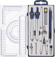 13 Pieces Geometry Set Compass Geometry Tools Math Compass and Protractors Set M