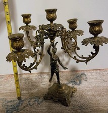 Vtg 4 Arm Decorative Ornate Solid Brass Candelabra Cherubs HEAVY