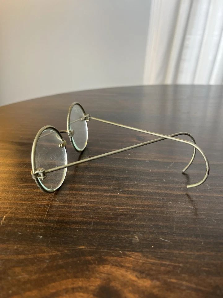 GAFAS con borde de alambre de metal antiguas latón oro steampunk victoriano marco de ojo redondo Foto 3 de 3