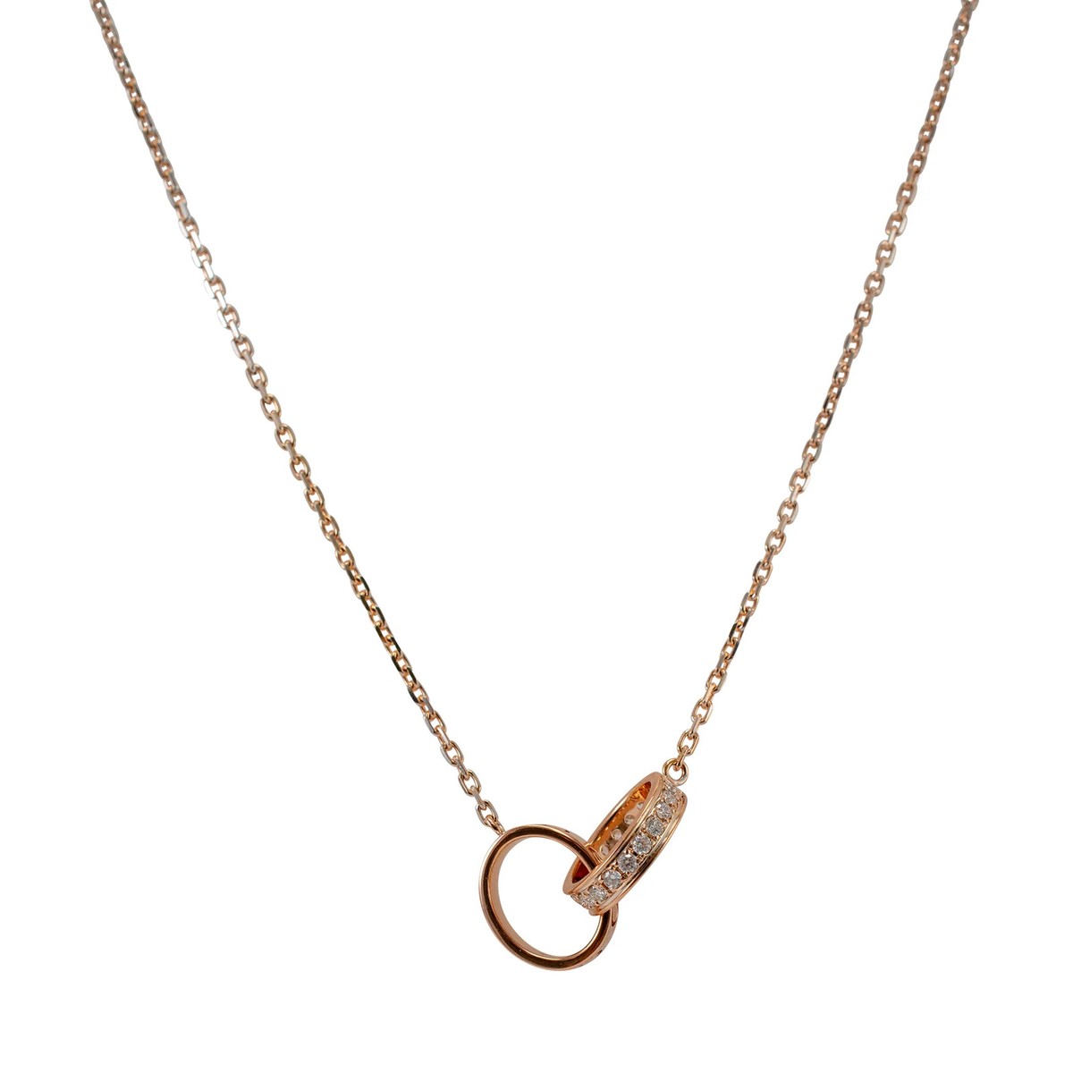 Cartier 18K Rose Gold Half Paved Diamond Baby Love Pendant
