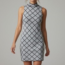 Romeo Juliet Couture Diamond Grid Mock Neck Bodycon Mini Dress Size M