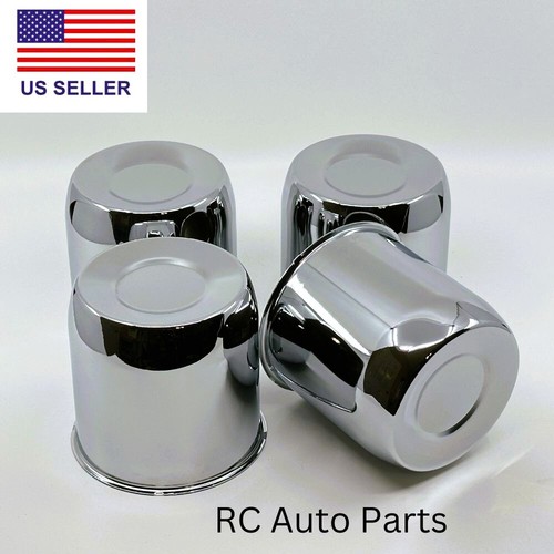 4 Steel Chrome Short Push-Thru Center Caps For Trailer Rims - 4.25" Center Bore