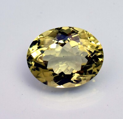 Natural Quartz Green Quartz Faceted Lemon Quartz Oval  Cut 11.85 Ct Certified