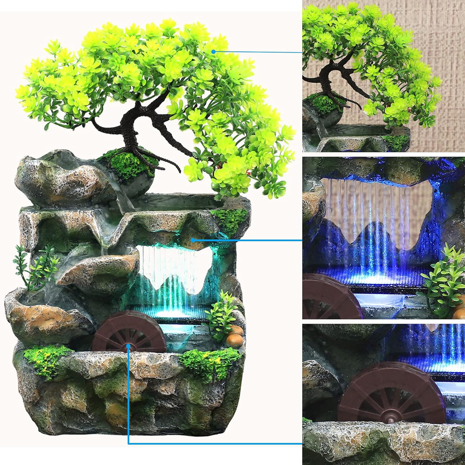 Indoor Relaxation Desktop Fountain Waterfall, Zen Meditation Indoor