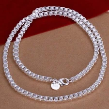 925 Sterling Silver 5mm Box Chain Necklace Unisex Wedding Party Jewelry