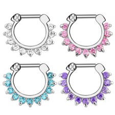 New 316L Surgical Steel Nose Ring Septum Rings Clicker Body Piercing Jewelry 16g