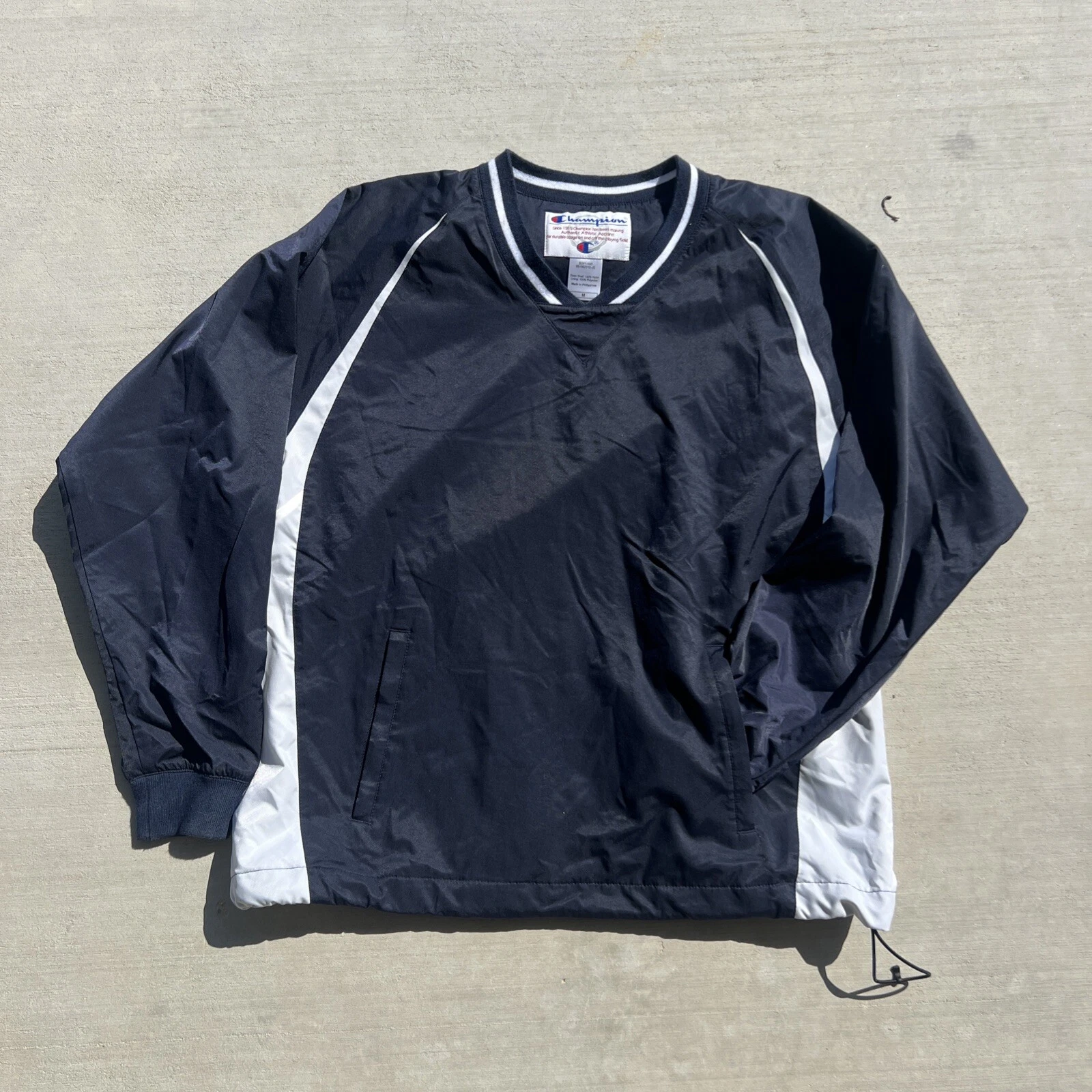 Vintage Champion Pullover Windbreaker Jacket Mens Medium Lined Nylon Authentic