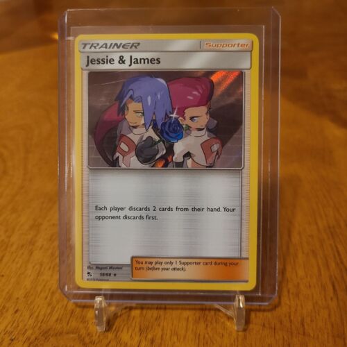 Jessie & James 58/68 Hidden Fates 2019 Holo Rare Pokemon TCG Card - NM - Afbeelding 1 van 2
