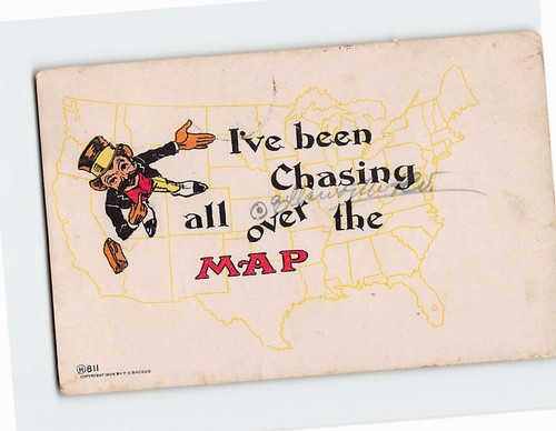 Postcard I've been Chasing all over the Map with Comic Art Print | eBay
