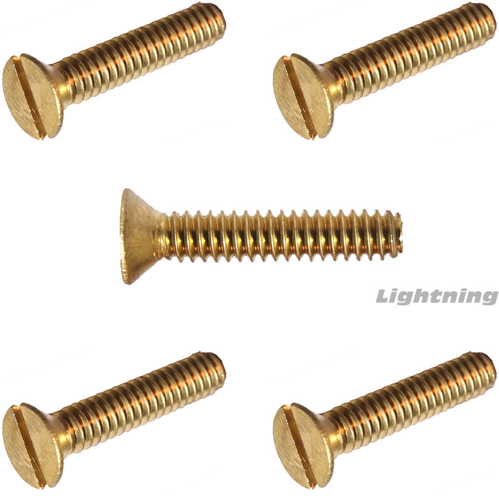 Flat Head Slotted Machine Screws Solid Brass #10-24 x 1-3/4