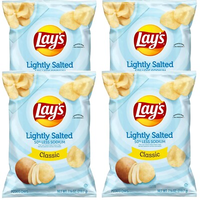 Lay's Potato Chips LIGHTLY SALTED Classic Flavor, 7.75 oz 4 Bags