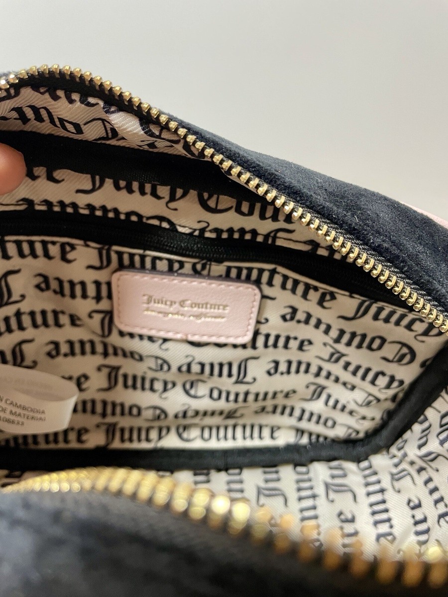 Juicy Couture スエード マザーズバッグ NWT Juicy Couture Black Velour Leather Fold-over Traveler