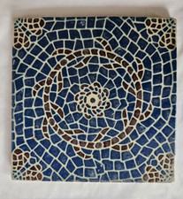 GORGEOUS WEDGWOOD MOSAIC DESIGN ANTIQUE 6 INCH TILE. (E) CIRCA 19TH CENTURY