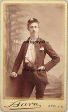 CDV HANDSOME SPORTSMAN FOOTBALL ROWING CAP ANTIQUE PHOTO AYR TASSEL CAP SPORT
