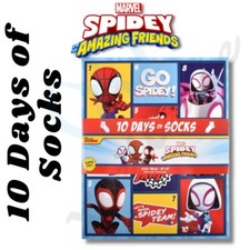 Marvel Spidey Amazing Friends Toddler Girls 10 Days of Socks with Safety Toes