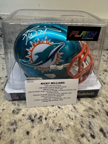 Ricky Williams Signed Mini Helmet with COA Miami Dolphins Texas Heisman