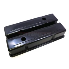 Black Baffled Tall Steel Valve Covers for 1958-86 SBC Chevy 283 305 327 350 383 