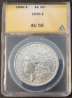 1896 Morgan Silver Dollar, Graded by ANACS AU-55