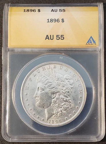 1896 Morgan Silver Dollar, Graded by ANACS AU-55