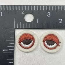 Vintage Embroidered Felt EYE EYEBALLS Patch (2 Itty Bitty Tiny Patches)00NB