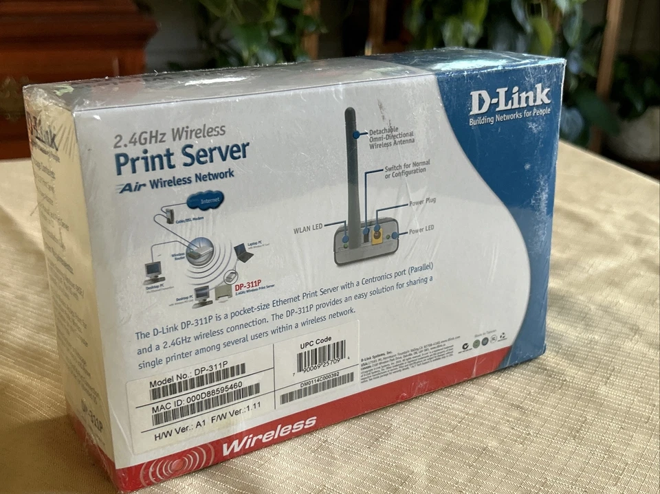 D-Link (DP-311P)Air Wireless Print Server (11 Mbps) 2.4 GHz Wireless -Sealed- - Image 3 of 4