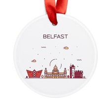 BELFAST IRELAND Skyline, Irish Travel, Personalized Round Acrylic Ornament Gift