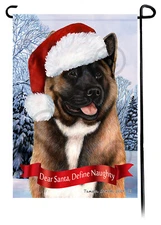 Akita Dear Santa, Define Naughty Garden Flag