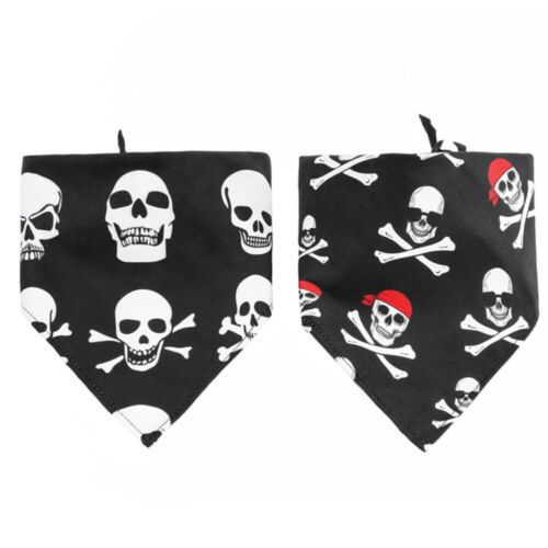  2 Pcs Halloween Pet Costume Skull Triangle Scarf Triangular - Picture 1 of 12