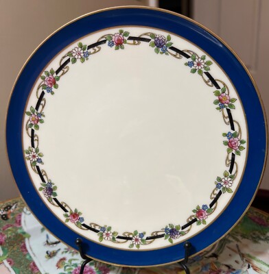Antique Lenox M2 Blue Floral vine Plate with gold trim