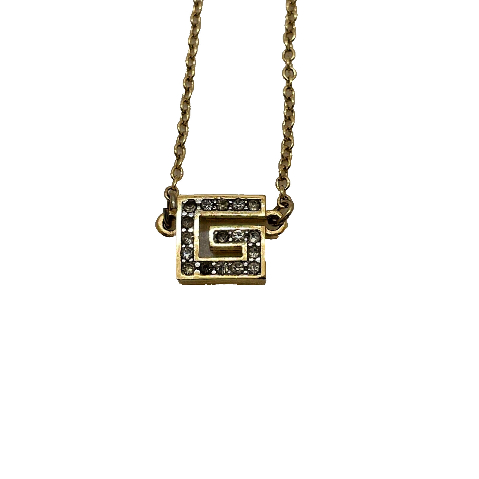 Authentic GIVENCHY G logo rhinestone Necklace met… - image 1