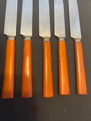 RARE Brite Blad Bakelite - 5 Amber Color Knives -Good condition 