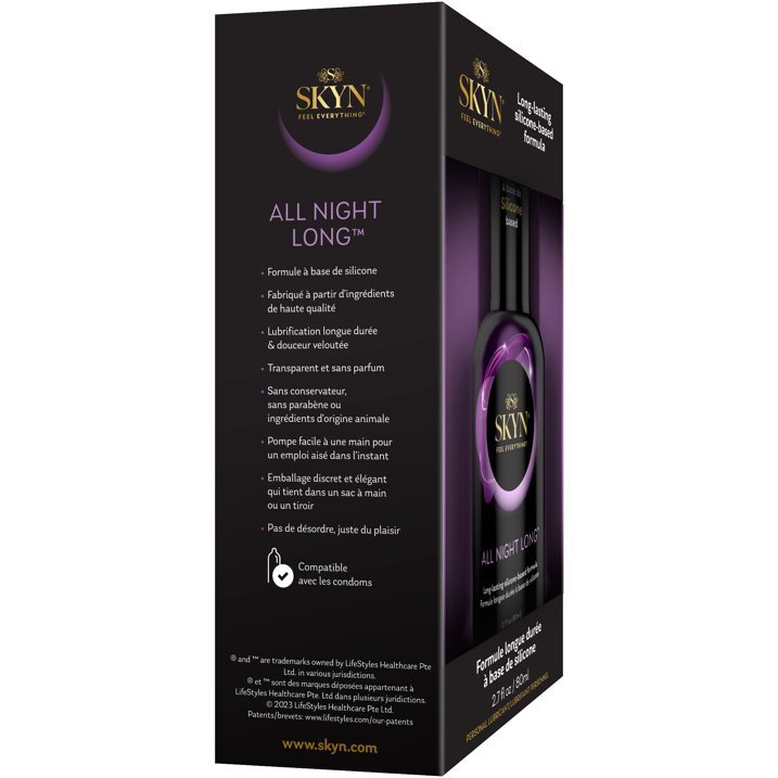 Lifestyles SKYN All Night Long Lasting Silicone Based Personal Lubricant  2.7 oz
