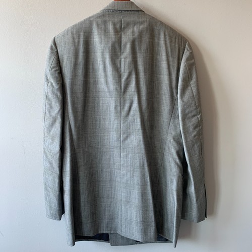 Norman Hilton Double Breasted Blazer Men 39L Peak Lapel Wool Grey Plaid VTG 90's - Picture 6 of 10